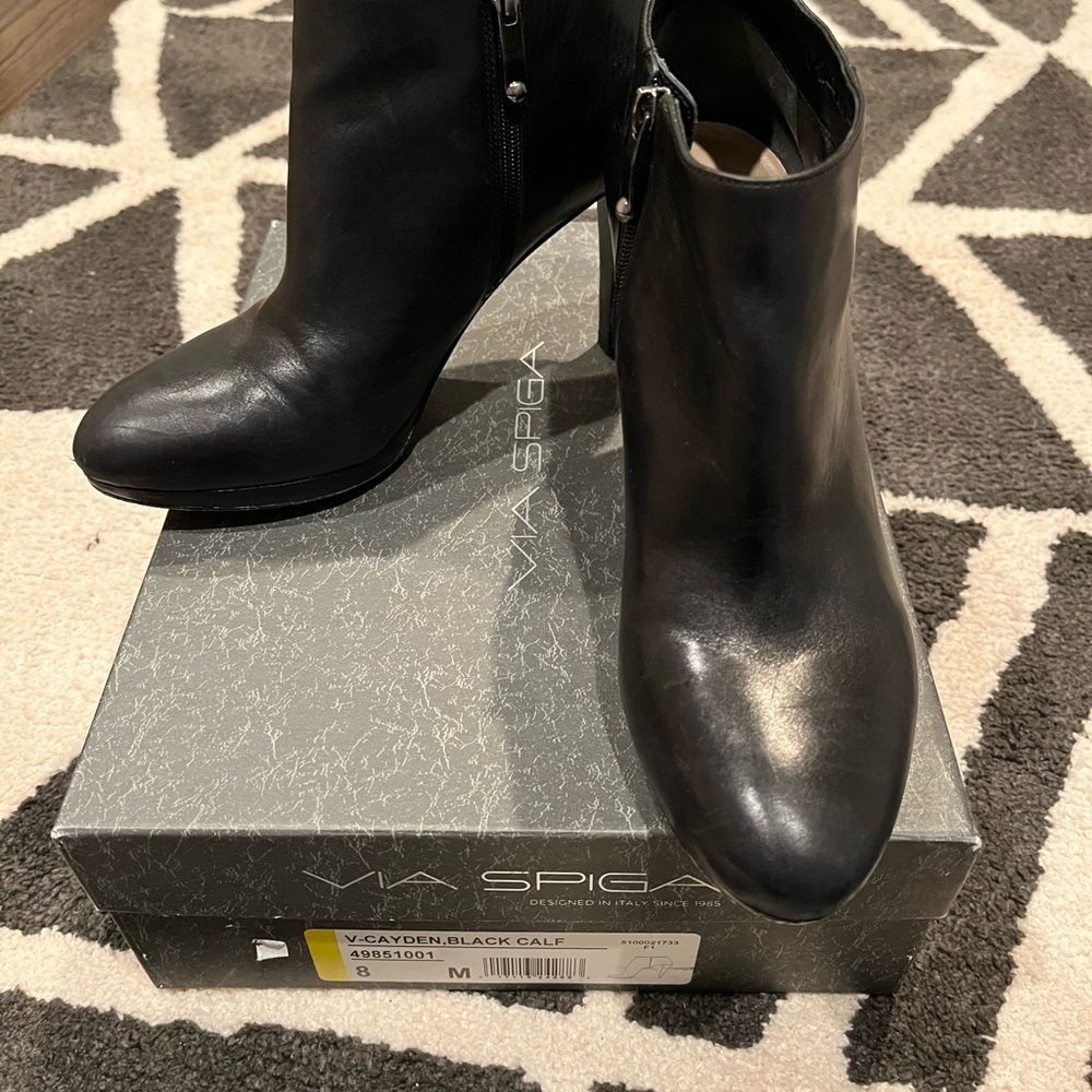 Via Spiga black calfskin ankle boots